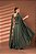 VESTIDO LONGO PRADA COM ELASTANO MANGA CAPA COM FIVELA NA CINTURA VERDE OLIVA - Imagem 2