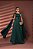 VESTIDO LONGO PRADA COM ELASTANO MANGA CAPA COM FIVELA NA CINTURA VERDE ESMERALDA - Imagem 3