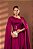 VESTIDO LONGO PRADA COM ELASTANO MANGA CAPA COM FIVELA NA CINTURA FUCSIA - Imagem 1