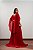 VESTIDO LONGO PLISSADO COM MANGA CAPA VERMELHO - Imagem 3