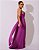 VESTIDO LONGO CREPE DE SEDA DE ALCINHA COM DETALHE DRAPEADO NO BUSTO FUCSIA - Imagem 2