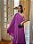 VESTIDO LONGO CHIFFON DE UM OMBRO SÓ MANGA CAPA COM BOTÃO FUCSIA - Imagem 1
