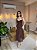 VESTIDO MIDI MICROTULLE ALÇA LARGA 3 MARIAS MARRON - Imagem 1