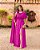VESTIDO LONGO CHIFON OMBRO SO VERSALIS COM FLOR PHIZE FUCSIA - Imagem 3