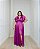 VESTIDO LONGO SEDA MANGA CURTA COM BABADOS FUCSIA - Imagem 1