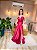 VESTIDO LONGO ZIBELINE DECOTE V COM ALCINHA FLOR REMOVIVEL VERMELHO - Imagem 1