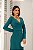 VESTIDO LONGO CREPE MANGA LONGA COM DECOTE SOPREPOSTO VERDE PETROLEO BIA - Imagem 2