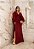 VESTIDO LONGO PRADA MANGA VAZADA DECOTE V ML CAP LATERAL CINTURA MARSALA - Imagem 1
