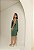 VESTIDO MIDI ACETINADO OMBRO SÓ GOLA BORDADA VERDE OLIVA - Imagem 2