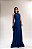 VESTIDO LONGO PLISSADO GOLA ALTA AZUL MARINHO - Imagem 2