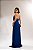 VESTIDO LONGO PLISSADO GOLA ALTA AZUL MARINHO - Imagem 3
