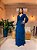 VESTIDO LONGO CHIFON ML BABADO 3 MARIAS RECORTE CINTURA AZUL MARINHO MEN - Imagem 4