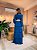 VESTIDO LONGO CHIFON ML BABADO 3 MARIAS RECORTE CINTURA AZUL MARINHO MEN - Imagem 2
