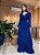 VESTIDO LONGO CHIFON ML BABADO 3 MARIAS RECORTE CINTURA AZUL MARINHO MEN - Imagem 1