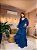 VESTIDO LONGO CHIFON ML BABADO 3 MARIAS RECORTE CINTURA AZUL MARINHO MEN - Imagem 3
