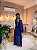 VESTIDO NEW MIDI CHIFON UNICA MANGA COM TRANSPARENCIA AZUL MARINHO - Imagem 1