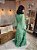 VESTIDO LONGO CREPE DE SEDA MANGA LONGA SAIA COM CAMADAS COSTAS VAZADA VERDE MENTA MB - Imagem 2