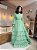 VESTIDO LONGO CREPE DE SEDA MANGA LONGA SAIA COM CAMADAS COSTAS VAZADA VERDE MENTA MB - Imagem 1