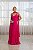 VESTIDO LONGO CHIFFON DE ALCINHA DECOTE TRES BABADOS SAIA PLISSADA PINK - Imagem 1