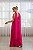 VESTIDO LONGO CHIFFON DE ALCINHA DECOTE TRES BABADOS SAIA PLISSADA PINK - Imagem 2