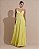 VESTIDO LONGO CHIFFON DE ALCINHA DECOTE TRES BABADOS SAIA PLISSADA AMARELO - Imagem 1