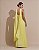 VESTIDO LONGO CHIFFON DE ALCINHA DECOTE TRES BABADOS SAIA PLISSADA AMARELO - Imagem 2