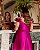 VESTIDO LONGO ZIBELINE ALCINHA COM DETALHE FLOR  FENDA LATERAL FUCSIA - Imagem 2