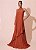 VESTIDO LONGO CHIFFON FRENTE ÚNICA PLISSADO SOBREPOSTO TERRACOTA - Imagem 1