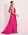 VESTIDO LONGO CHIFFON FRENTE ÚNICA PLISSADO SOBREPOSTO PINK - Imagem 2