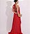 VESTIDO LONGO CHIFFON FRENTE ÚNICA PLISSADO SOBREPOSTO VERMELHO - Imagem 2
