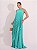 VESTIDO LONGO CHIFFON FRENTE ÚNICA PLISSADO SOBREPOSTO VERDE TIFFANY - Imagem 1