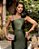 VESTIDO LONGO ZIBELINE ALÇA FINA E ALÇA LARGA COM DETALHE FLOR VERDE OLIVA - Imagem 2