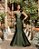 VESTIDO LONGO ZIBELINE ALÇA FINA E ALÇA LARGA COM DETALHE FLOR VERDE OLIVA - Imagem 1