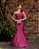 VESTIDO LONGO ZIBELINE ALÇA FINA E ALÇA LARGA COM DETALHE FLOR FUCSIA - Imagem 1