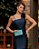 VESTIDO LONGO ZIBELINE ALÇA FINA E ALÇA LARGA COM DETALHE FLOR AZUL MARINHO - Imagem 2