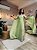 VESTIDO LONGO CREPE SEDA MANGA CAPA VERDE MENTA - Imagem 1