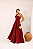 VESTIDO LONGO ZIBELINE OMBRO SÓ COM BABADO FENDA MARSALA - Imagem 1