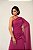 VESTIDO LONGO CREPE OMBRO SÓ COM MANGA CAPA CORPO TODO DRAPEADO FUCSIA - Imagem 2