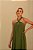 VESTIDO LONGO CHIFFON GOLA ALTA COM FITA  VERDE OLIVA - Imagem 3