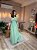 VESTIDO LONGO CHIFON ALÇA FINA E MEIA MANGA BABADO VERDE SANG - Imagem 1