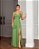 VESTIDO LONGO CHIFFON DE ALCINHA DRAPEADO NO PEITO VERDE OLIVA - Imagem 1