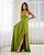 VESTIDO LONGO CHIFFON DE ALCINHA ACINTURADO VERDE OLIVA - Imagem 1