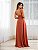 VESTIDO LONGO CHIFFON DE ALCINHA ACINTURADO TERRACOTA - Imagem 2