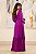 VESTIDO LONGO CHIFON MANGA LONGA DECOTE DRAPEADO SAIA COM CAMADA  FUCSIA - Imagem 2