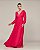 VESTIDO LONGO CREPE SEDA MANGA LONGA  DECOTE COM DETALHE TULE PINK - Imagem 1