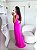 VESTIDO LONGO TRIBAL  DECOTE BAIXO   FAIXA E FENDA FRONTAL FUCSIA - Imagem 2