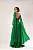 VESTIDO LONGO CHIFFON PLISSADO ACINTURADO COM MANGA CAPA VERDE ESMERALDA - Imagem 2