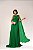 VESTIDO LONGO CHIFFON PLISSADO ACINTURADO COM MANGA CAPA VERDE ESMERALDA - Imagem 1