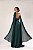 VESTIDO LONGO CHIFFON PLISSADO ACINTURADO COM MANGA CAPA VERDE PETRÓLEO - Imagem 2