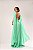 VESTIDO LONGO CHIFFON PLISSADO ACINTURADO COM MANGA CAPA VERDE MENTA - Imagem 2